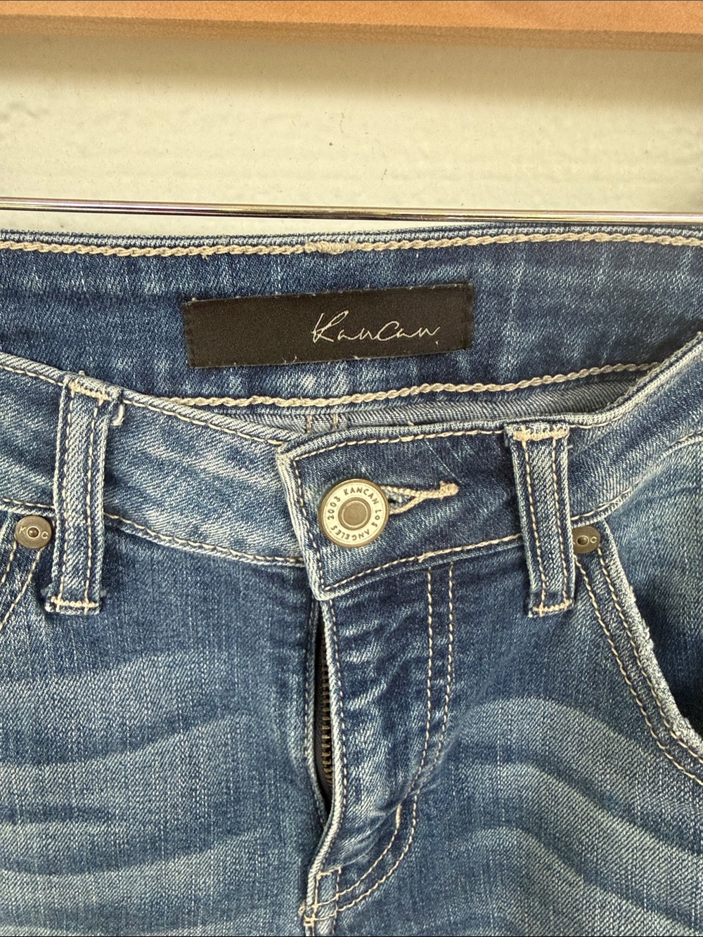 KanCan Women's Skinny Distressed Blue Jeans - Picture 2 of 4
